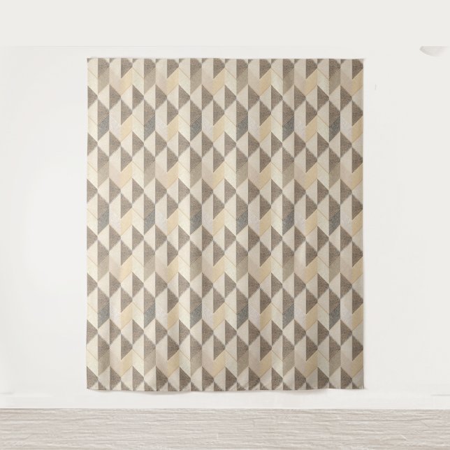 Beige, gray rhombic  textured pattern.  tapestry (Front)