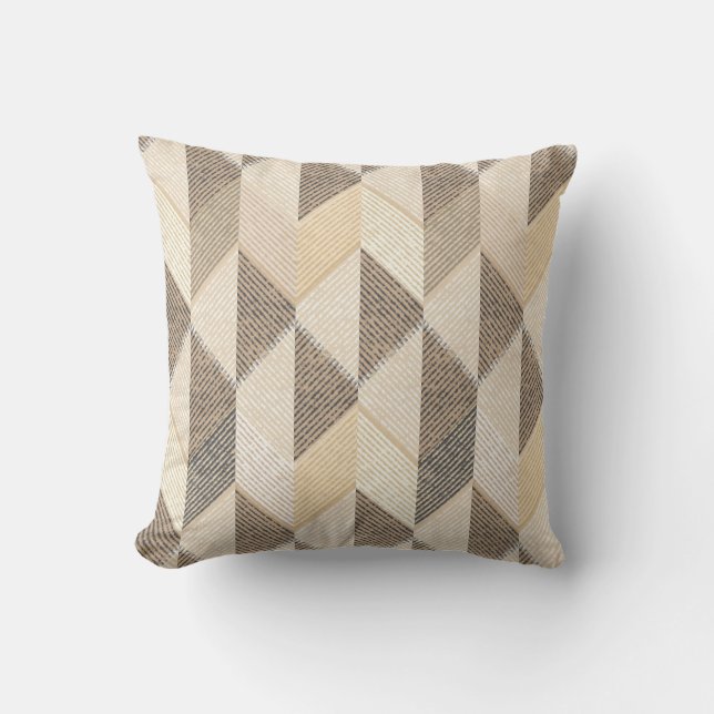 Beige, gray rhombic  textured pattern.  throw pillow (Front)