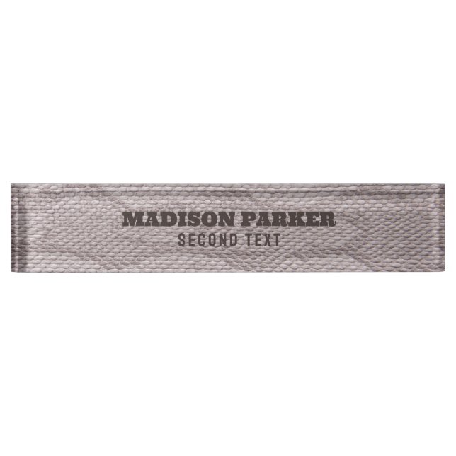 Beige-Gray Snakeskin Print  Desk Name Plate (Front)