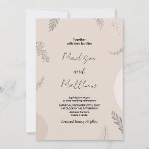 Beige Gray Wedding Invitations
