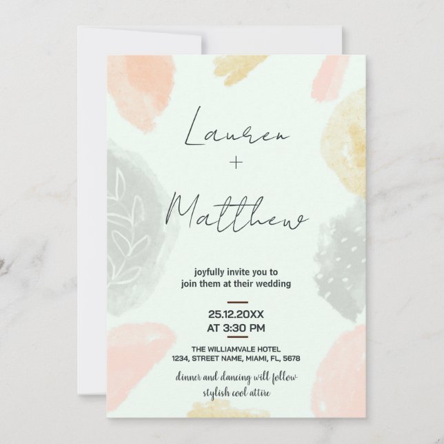 Beige Gray Wedding Invitations (Front)