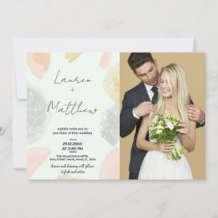 Beige Gray Wedding Invitations with photo