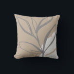 Beige Gray & White Abstract Watercolor Leaves Throw Pillow<br><div class="desc">Stylish throw pillow features a minimalist artistic watercolor botanical design in a neutral beige and gray color palette with white accents. This artistic composition is constructed from a simple illustration of organic leaves with a simple watercolor Memphis style design element in the lower right hand corner; a stylish botanical design....</div>