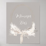 Beige Gray White Pearls Floral Wedding Mimosa Bar Poster at Zazzle