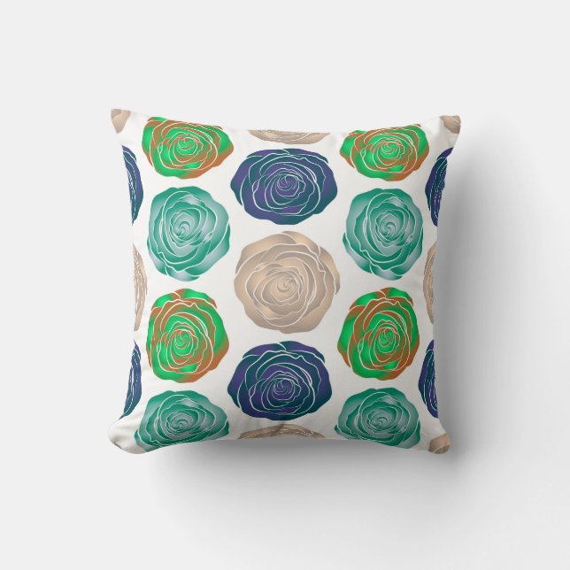Beige,  green and violet floral seamless pattern.  throw pillow (Front)
