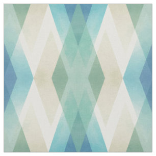 Beige Green Blue White Teal Rhombuses Pattern Fabric