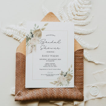 Beige Green Boho Floral Bridal Shower Invitation by figtreedesign at Zazzle