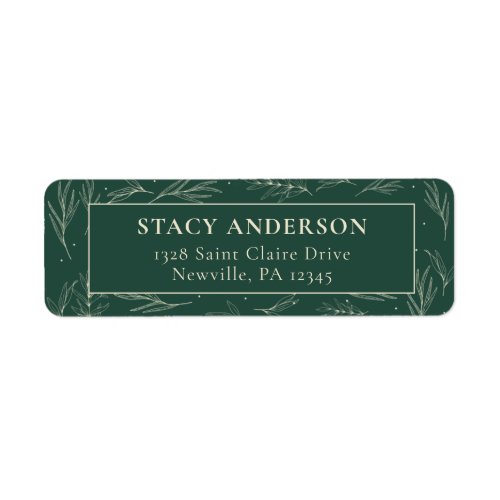 Beige Green Classic Elegant Organic Pattern Border Label