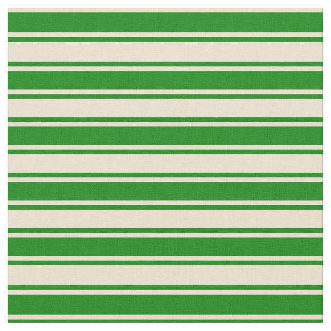 Beige & Green Colored Stripes Pattern Fabric (Close Up)