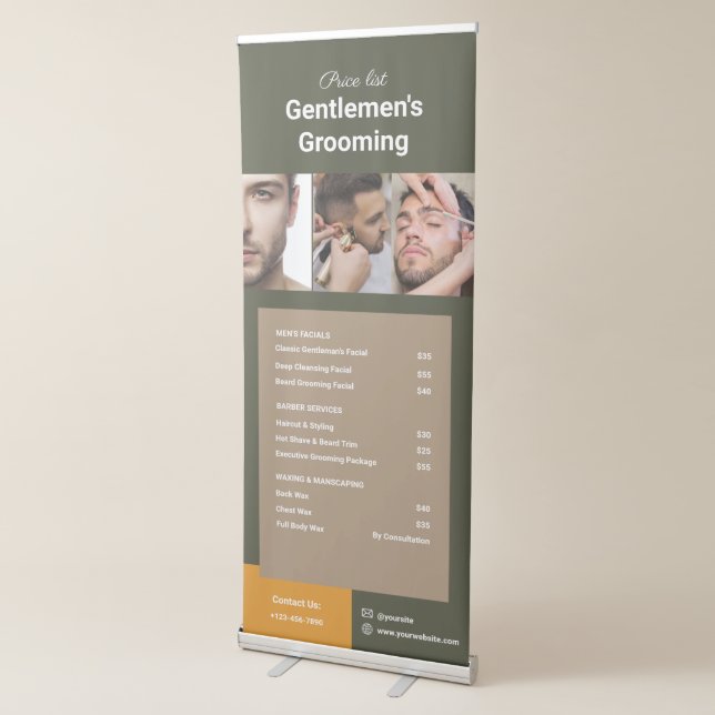 Beige & Green Elegant Price List Exhibition  Retractable Banner (3/4)