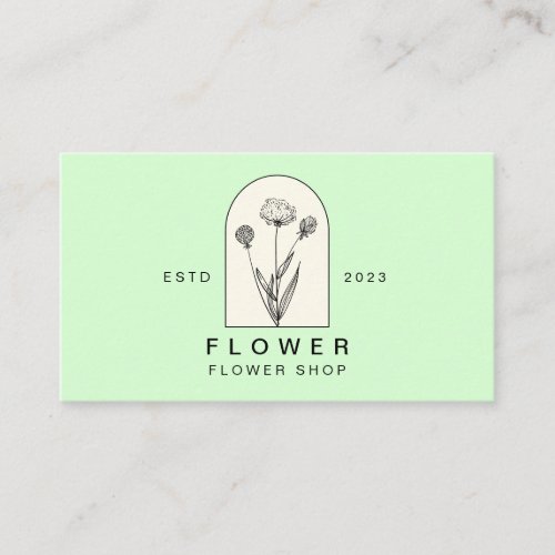 Beige Green Girly Dandelion Flower Florist Floral Business Card