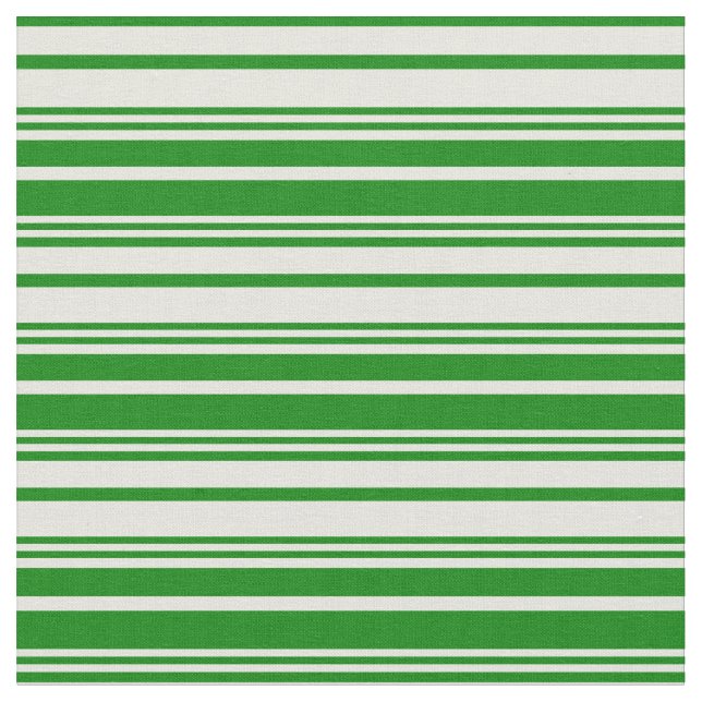 Beige & Green Lines Pattern Fabric (Close Up)