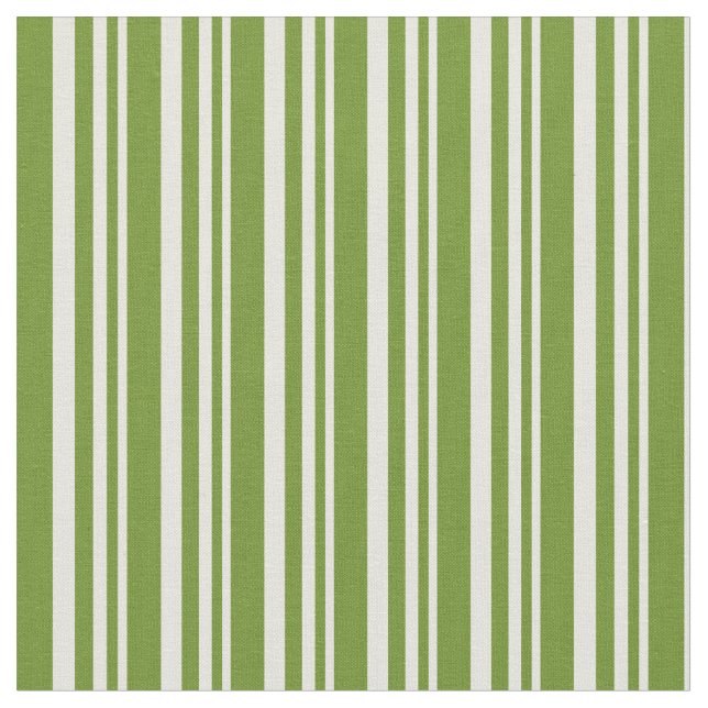Beige & Green Lines/Stripes Pattern Fabric (Close Up)