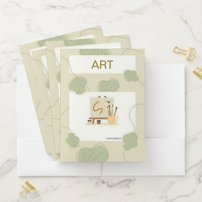 Beige & Green Organic Binder Pocket Folder (In Situ)