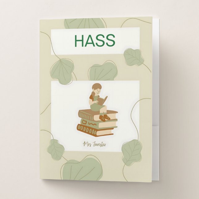Beige & Green Organic Nature Binder Hass & Nature❤ Pocket Folder (Front)