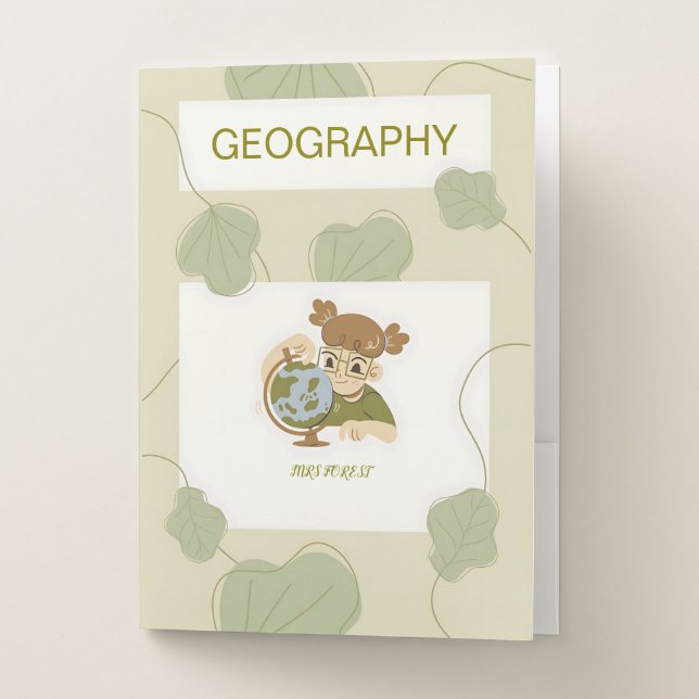 Beige & Green Organic Nature Geography & Nature ❤️ Pocket Folder (Front)