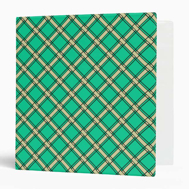 Beige green , plaid pattern  3 ring binder (Front/Inside)