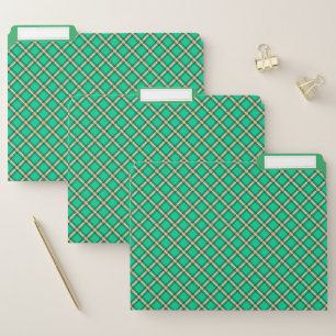 Beige green , plaid pattern file folder