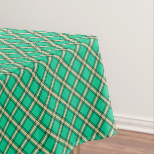 Beige green , plaid pattern tablecloth