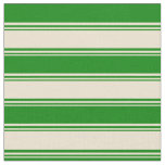[ Thumbnail: Beige & Green Stripes Fabric ]