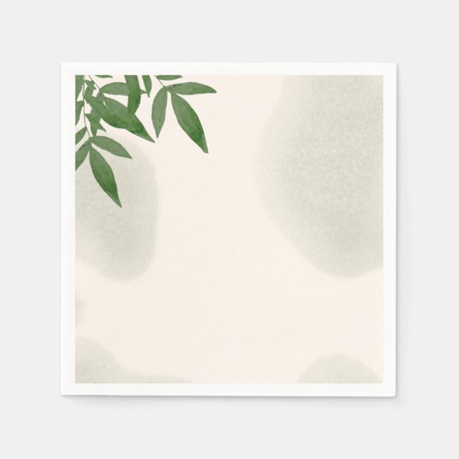 Beige greenery baby shower napkins (Front)