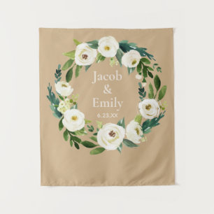 Beige Greenery Custom Wedding Photo Booth Backdrop