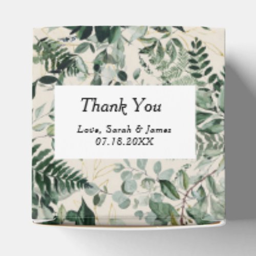 Beige greenery leave party thank you favor boxes