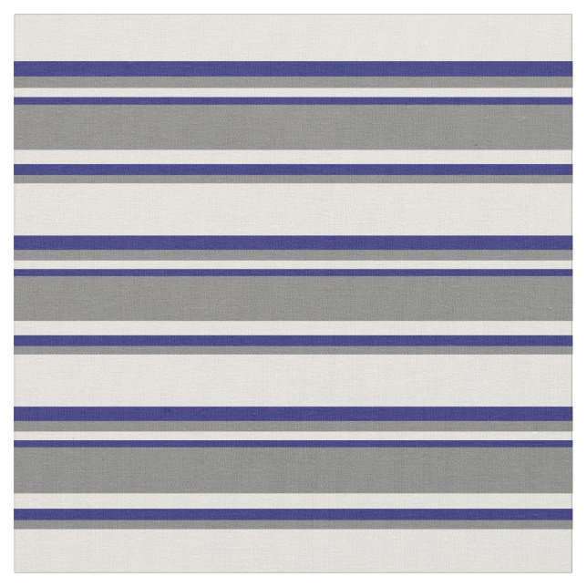 Beige, Grey, and Midnight Blue Lines Fabric (Close Up)