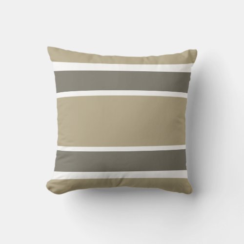 Beige  Grey Bold Striped Decorative Pillow