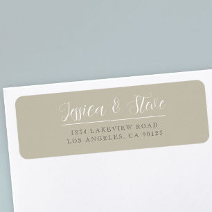 Beige Grey & White Elegant Wedding Return Address Label