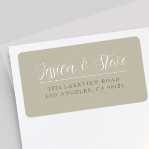 Beige Grey & White Elegant Wedding Return Address Label