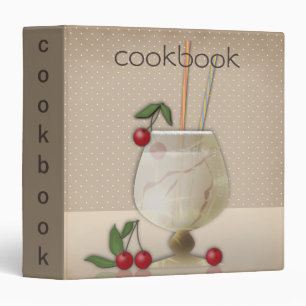 Beige grunge retro vintage cocktail glass cherry p 3 ring binder