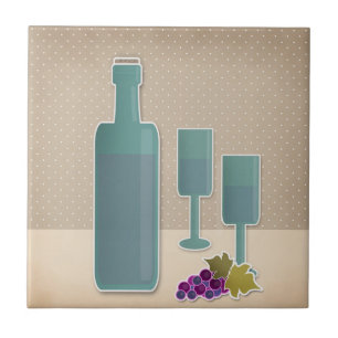 Beige grunge retro vintage wine glasses grape polk ceramic tile