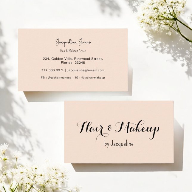 Beige Hair Makeup Beauty Salon Simple  Business Card (Creator Uploaded)