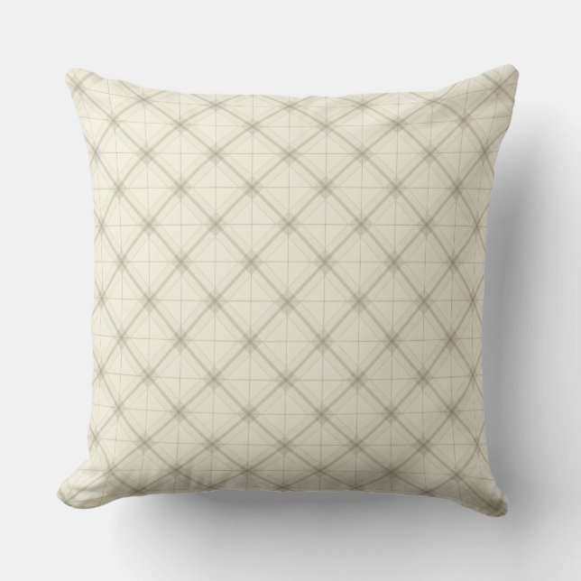  Beige Harmony Grid Throw Pillow (Front)