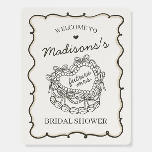 Beige Heart Coquette Cake Bridal Shower Welcome Foam Board