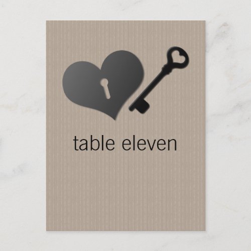 Beige Heart Lock and Key Table Postcard