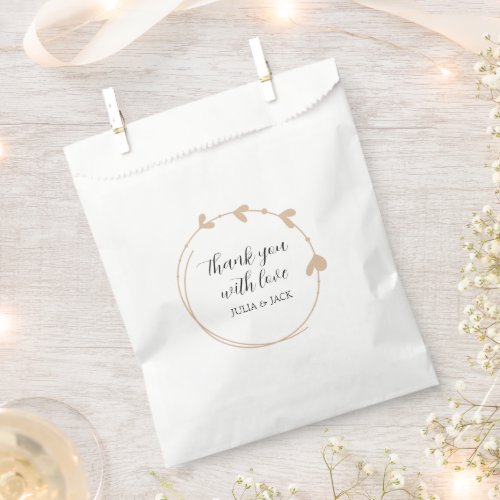 Beige Heart Wreath Wedding Thank You Favor Bag