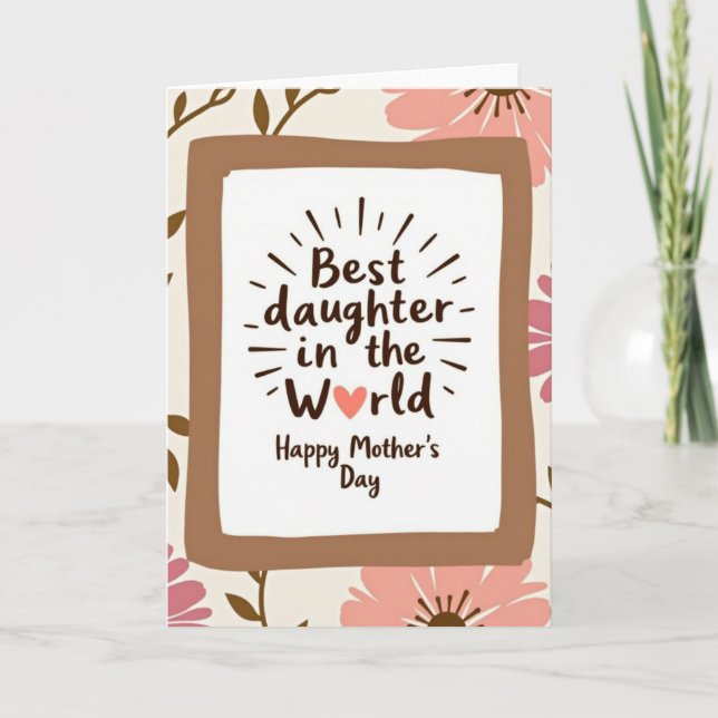 Beige Hearts Mothers Day Card (Front)