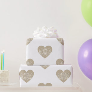 Beige Hearts with Filigree Elegant Romantic gift Wrapping Paper