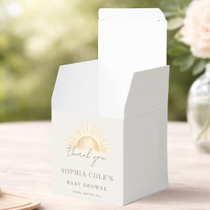 Beige Here Comes The Son Baby Shower Thank You Favor Boxes