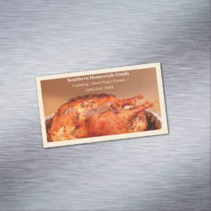Beige Homestyle Cooked Turkey Meat Prepared Foods Business Card Magnet