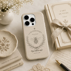 Beige Honey Bee French Country Vintage Rustic iPhone 15 Pro Case