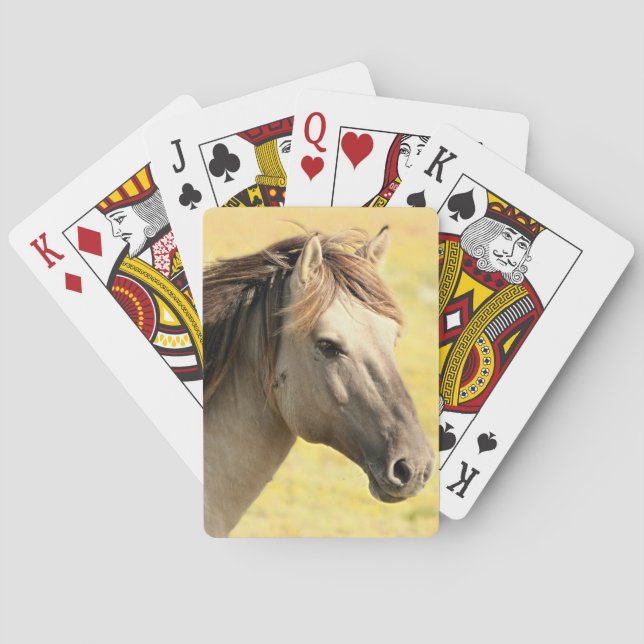 Beige Horse Profile Poker Cards (Back)