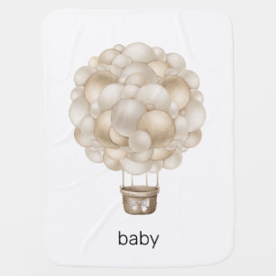 Beige Hot Air Balloon Baby Blanket
