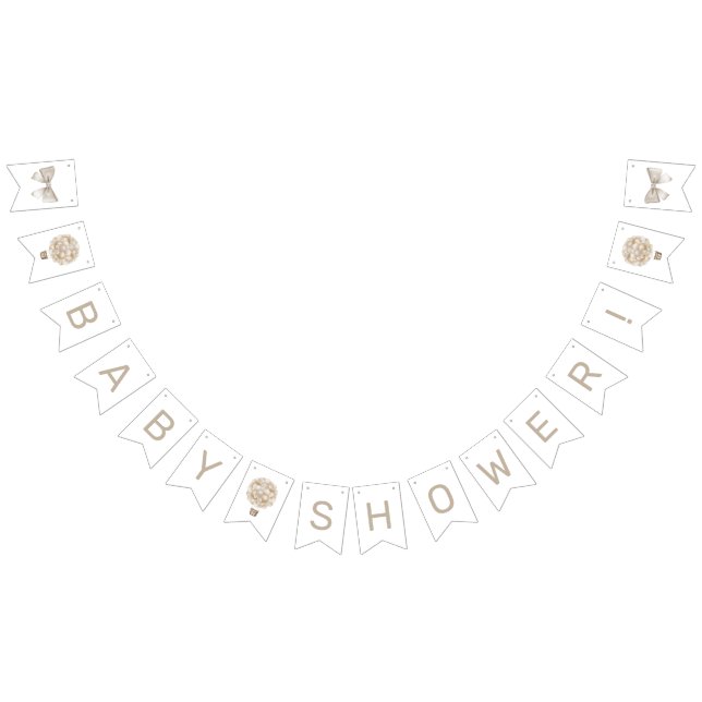 Beige Hot Air Balloon Baby Shower Bunting Flags (All)