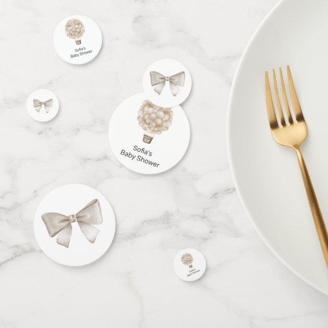 Beige Hot Air Balloon Baby Shower Confetti (Group)
