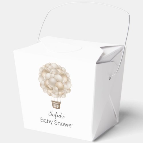 Beige Hot Air Balloon Boho Baby Shower Favor Boxes