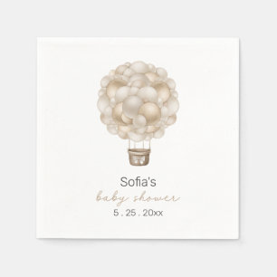 Beige Hot Air Balloon Boho Baby Shower Napkins