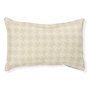 Beige Houndstooth Dog Bed
